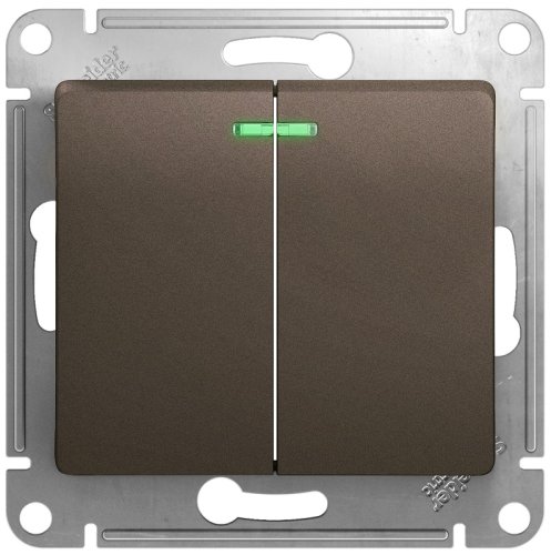 Выключатель с подсветкой без рамки Systeme Electric Glossa 2-кл. шоколад фото Выключатель с подсветкой без рамки Systeme Electric Glossa 2-кл. шоколад картинка